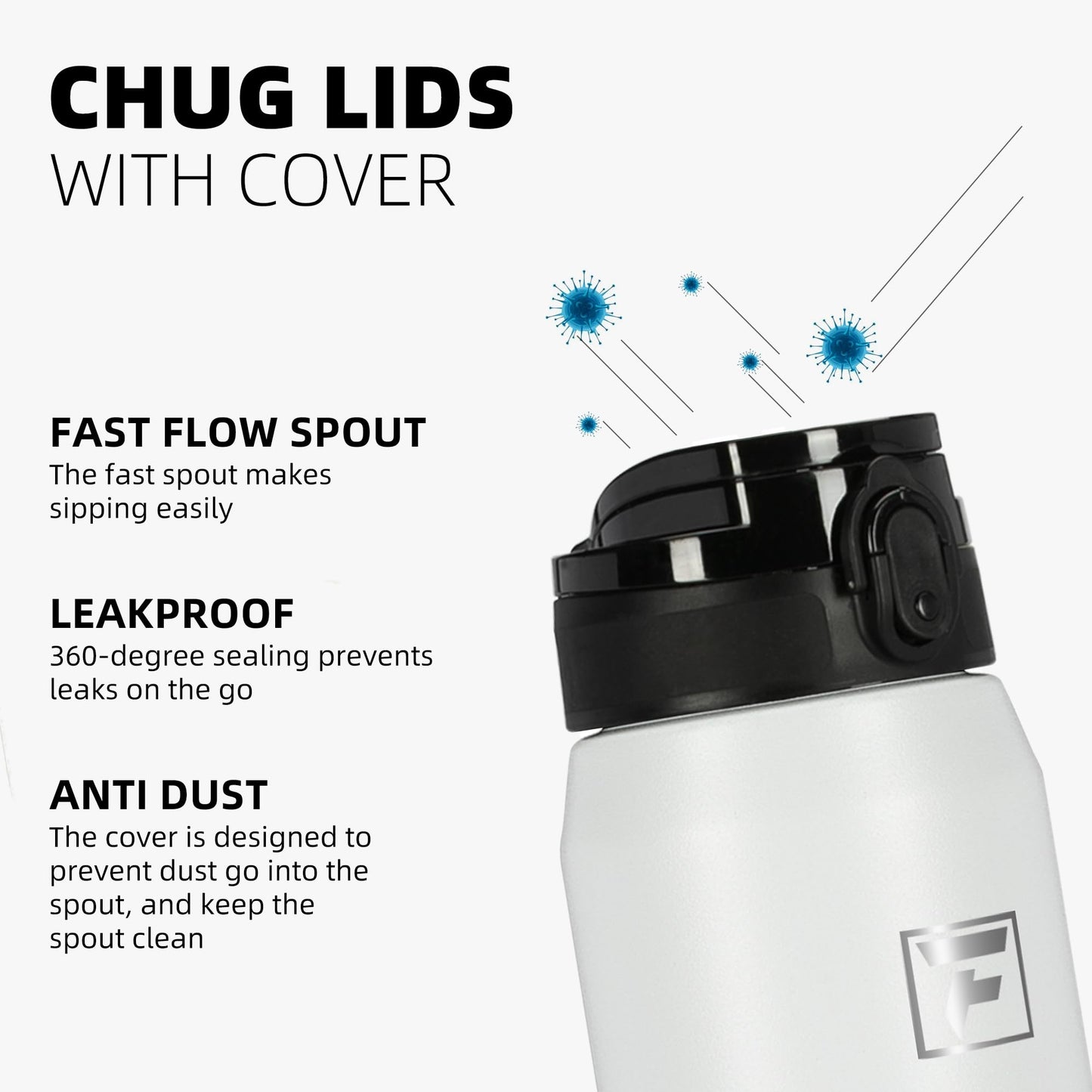 Fanhaw 24 Oz Insulated Stainless Steel Vacuum Water Bottle with Anti-Dust Pop-Open Lid - For Kids, Women, Men | Leak & Sweat Proof (Pink)