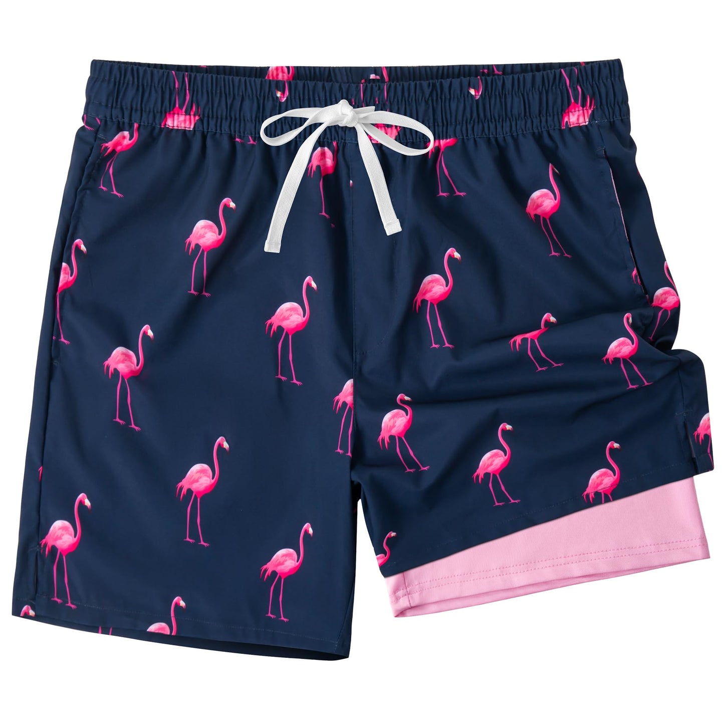 XOMZG Men's Swim Trunks, 2 in 1 Bathing Suits Quick Dry Beach Hawaiian Board Shorts with Pockets