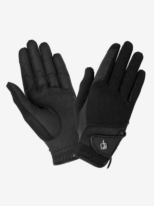 LeMieux Pro Mesh Gloves - Lightweight Horse Riding Gloves - Anti-Slip Palm - Breathable Air Mesh - Large - Black