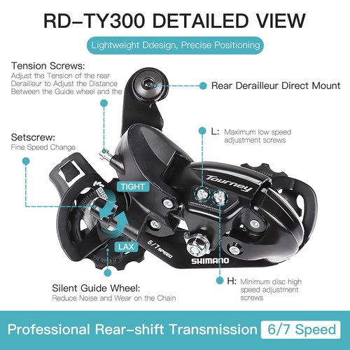 Aikolesa 6/7 Speed Bike Rear Derailleur,RD-TY300 Bicycle Rear Derailleur with Direct Mount for Mountain Bike Road Bikes