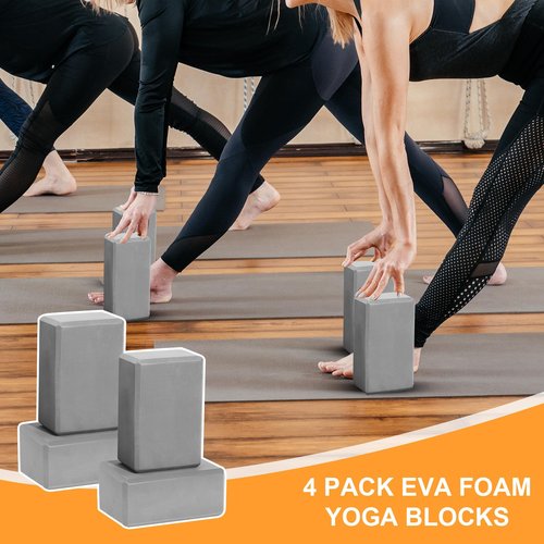 4 Pack Yoga Blocks - Premium EVA Foam Bricks for Pilates Workout, Stretching, Meditation - Yoga Brick for Flexibility, Balance, Spine Strength, Non-slip and Lightweight Exercise Blocks
