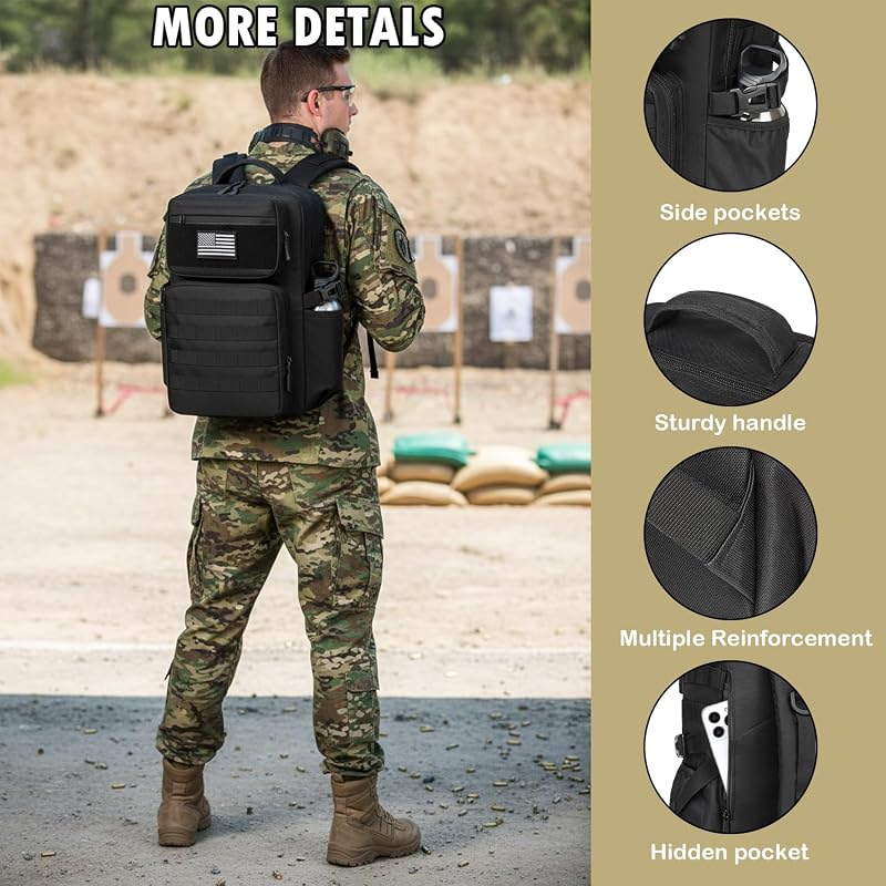 Military Tactical Backpack for Men 30L Black | Assault Rucksack with MOLLE System