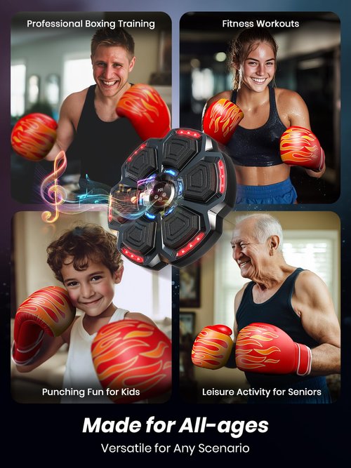 Upgraded Music Boxing Machine for Adults/Kids, Smart Bluetooth Boxing Trainer with Gloves, Wall Mounted Electronic Music Punching Machine with 9 Modes & 9 Speeds, for Home, Office, and Gym Workout