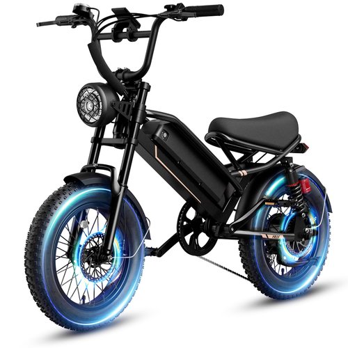 YOLOWAY Electric Bike for Adults, 1500W 28MPH Max 55 Miles Electric Motorcycle with 48V Removable Battery, 16'' Fat Tire Full Suspension, All-Terrain for Mountains, Snow, Sand, Road
