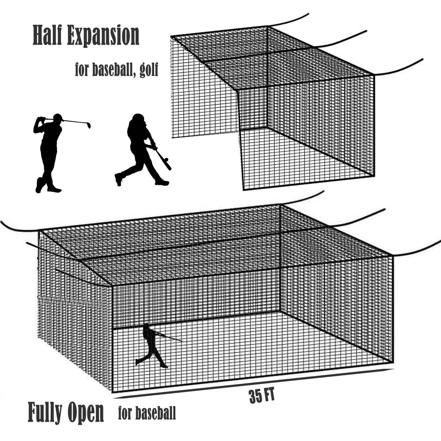 Jecarden Batting Cage Netting Wire Tension Kit for 35FT Batting Cage Cable Suspension Kits Batting Cage Netting Baseball Softball DIY Net Hanging Kit Indoor and Outdoor Backyard Design