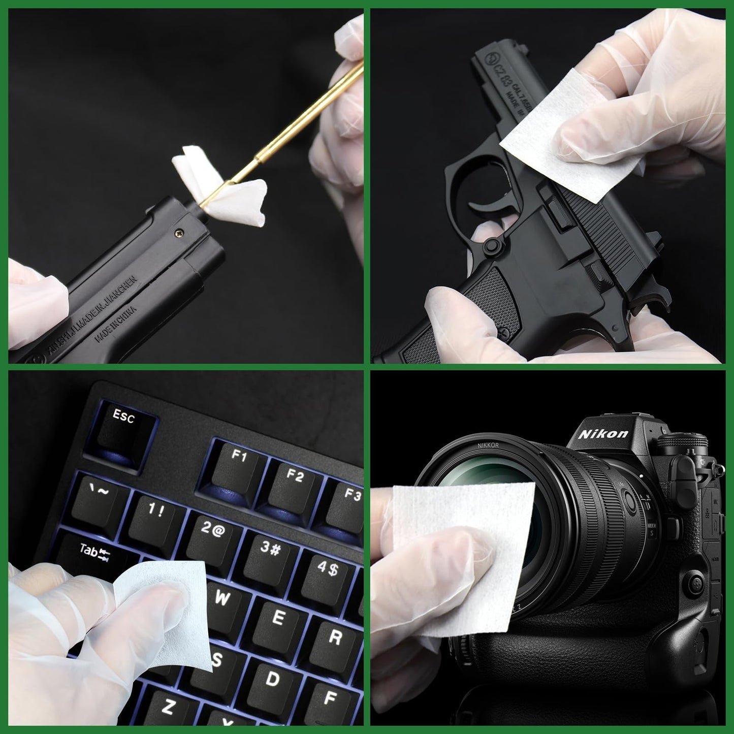 ILANSIN 1300PCS Gun Cleaning Kit - 1000PCS Patches + 300PCS Swabs, 2"x2" Rags, 6" Long Cotton Swabs for 9mm & All Calibers