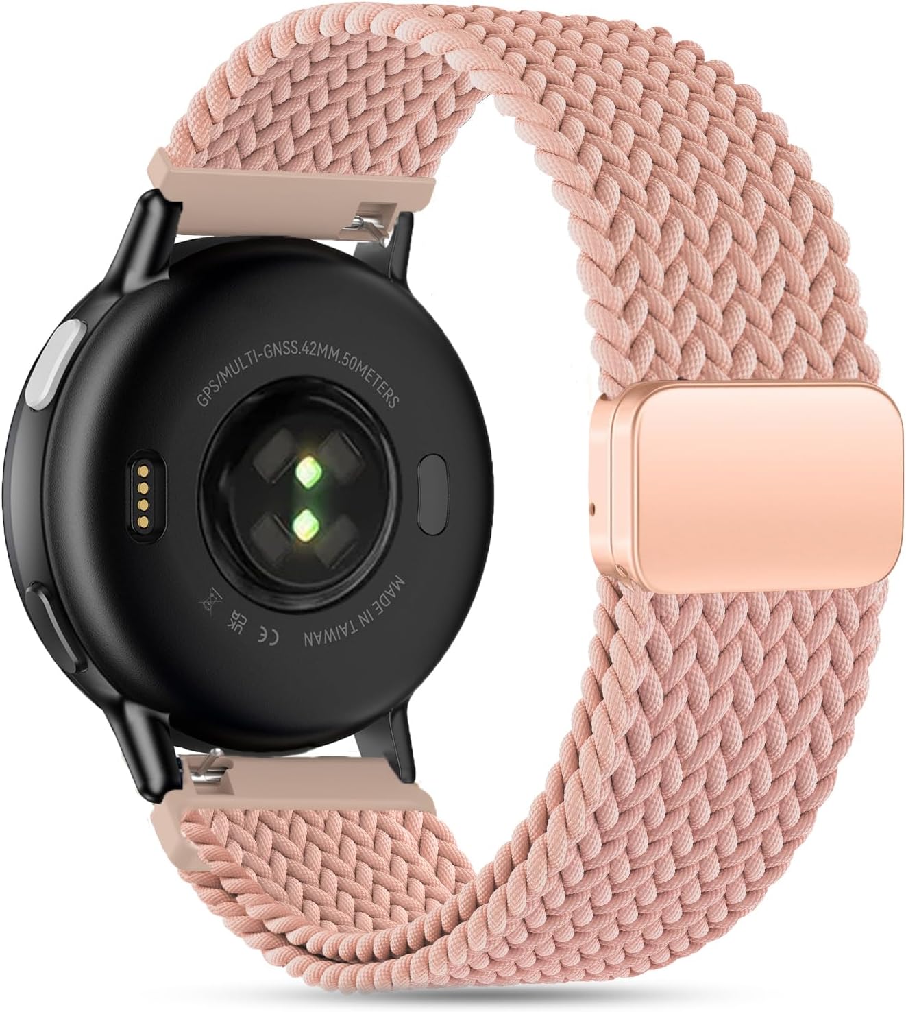 20mm Magnetic Braided Nylon Band Compatible With Garmin Vivoactive 6/Vivoactive 5/3/3 Music Watch Bands, Quick Release Stretchy Strap Replacement for Venu Sq 2/Forerunner 55/165/245/645