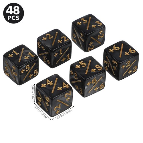 48 PCS MTG Dice Counters, Magic The Gathering MTG +1 Counter Dice Black for The Gathering CCG MTG Card Gaming Accessories