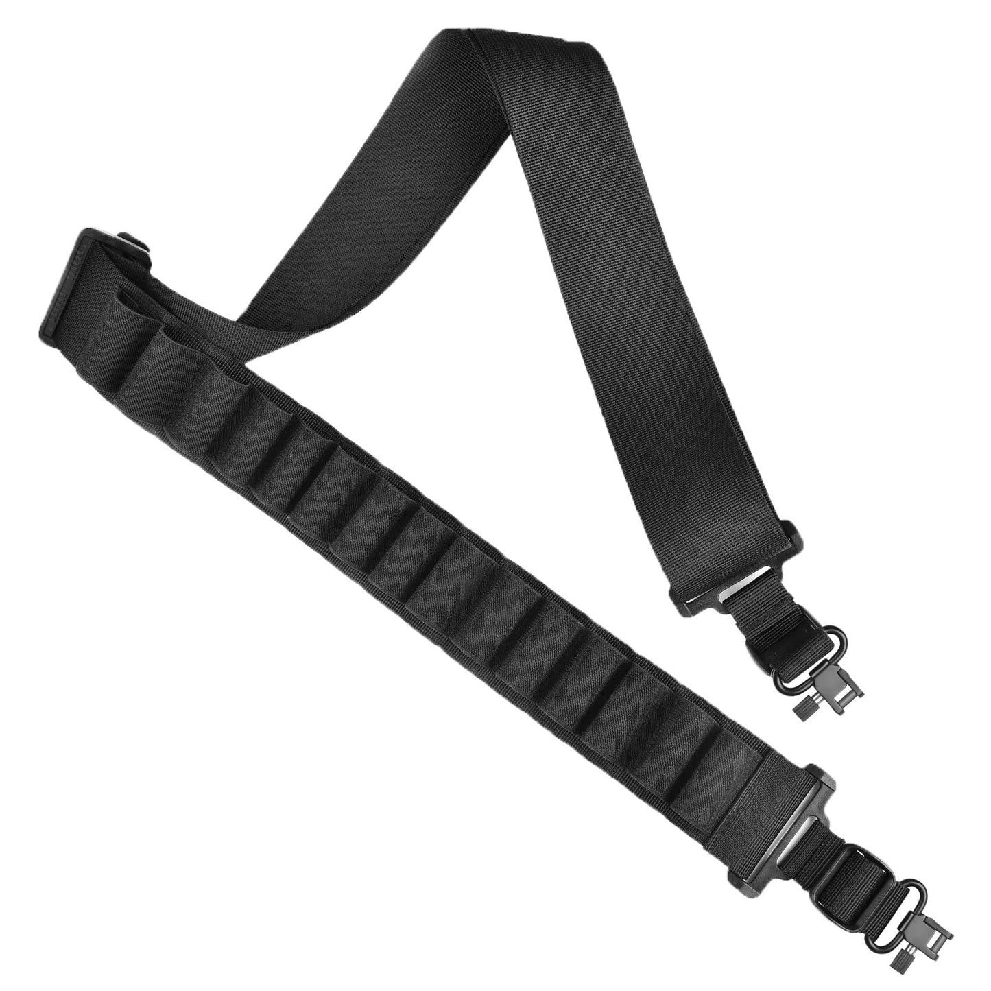 CVLIFE Shotgun Sling with Shell Holder, Holds 15 Shells for 12 Gauge, Adjustable Two Point Sling with Swivels for Outdoors