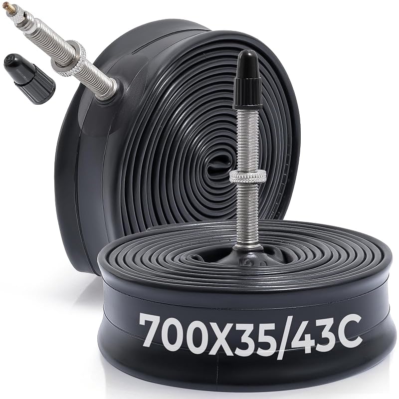 700C Bike Tubes 700x35C-43C with 48mm Presta Valve, 2 Pack Premium Butyl for Mountain, Cruiser, City & Road Bikes