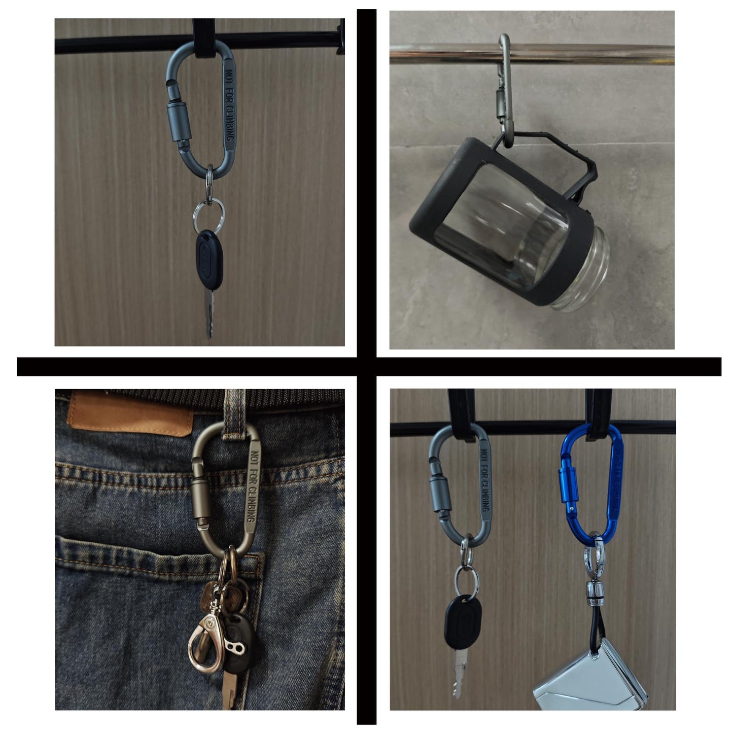 Panrock Carabiner/Clip D Ring Hooks Heavy/4 Colors Locking Carabiner /3.2 in Outdoor Camping/Carabiner for Keys/ 3 of Them Random