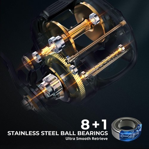 Piscifun Alijoz 400 Baitcaster Fishing Reel, 35Lbs Max Drag Aluminum Alloy Frame Baitcasting Reel, 8.1:1 Gear Ratio Freshwater and Saltwater Low Profile Casting Reel for Musky, Grey Right Handle