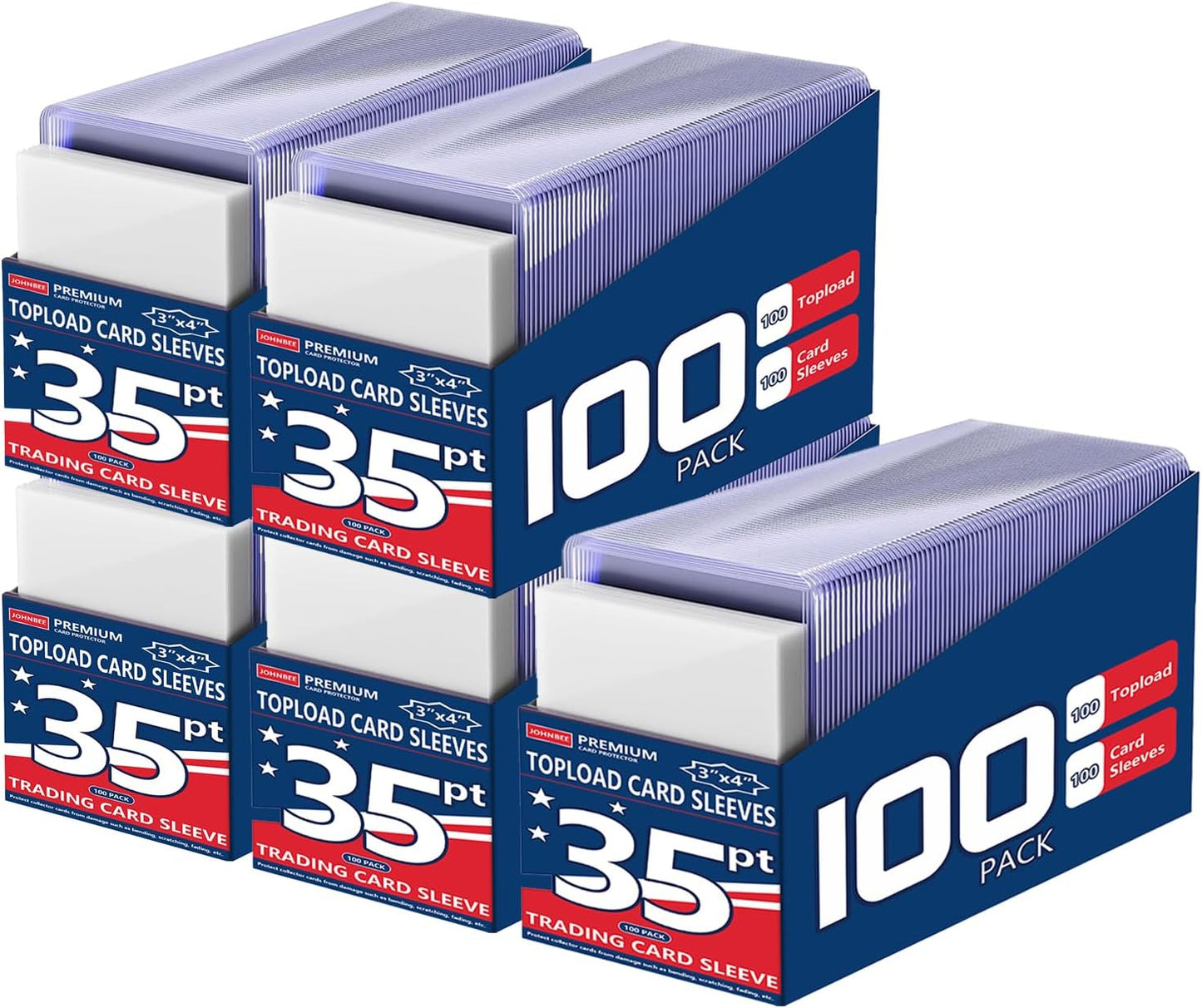 200 Card Sleeves - 3"x4" Hard Plastic Top Loaders for Cards - Trading Card Sleeve & Baseball Card Holder - Premium Topload Ablum Photocard Holder for Sports, Game & Kpop Cards (100Soft+100Hard)