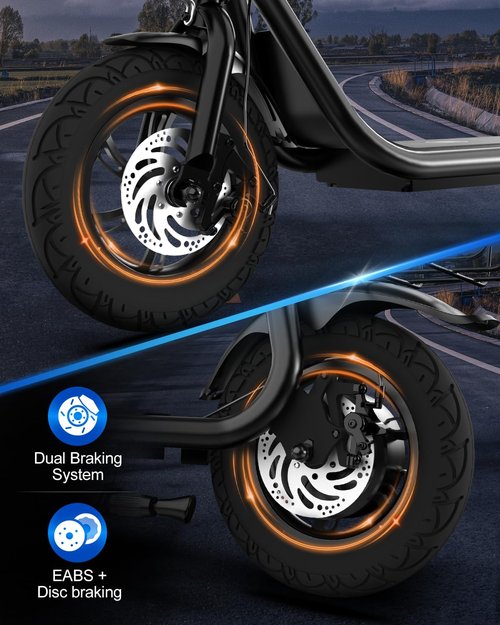 Electric Scooter with Seat ZD06, 800W Peak Motor, 20 Mile Range & 15.5 Mph, Key Start, Foldable E-Scooter with Carry Basket for Pets & Cargo, Electrically-Powered Motor Scooters
