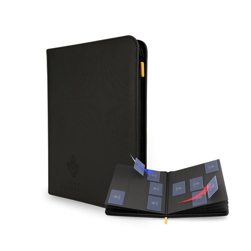 Card Guardian - 9 Pocket Premium Black Binder with Zipper for 360 Cards - Side Loading Pockets for Trading Card Games TCG (Black)