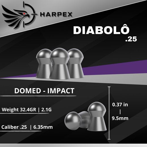 Diabolo Airgun Pellets .25Caliber 32.4gr(2.1g) Domed - 180ct
