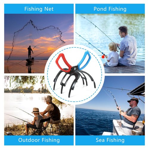 FXOICMI 3 Claw Fish Gripper, Metal Fishing Pliers Gripper, Non-Slip Fish Grabber Tool, Multifunctional Fish Grips Clamp for Catch and Release, Lightweight Fishing Accessories