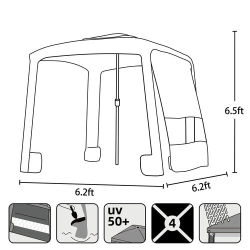 AMMSUN Beach Cabana, 6.2'×6.2' Beach Canopy, Easy Set up and Take Down, Cabana Tent with Sand Pockets, Instant Sun Shade with Side Wall, Blue Paint
