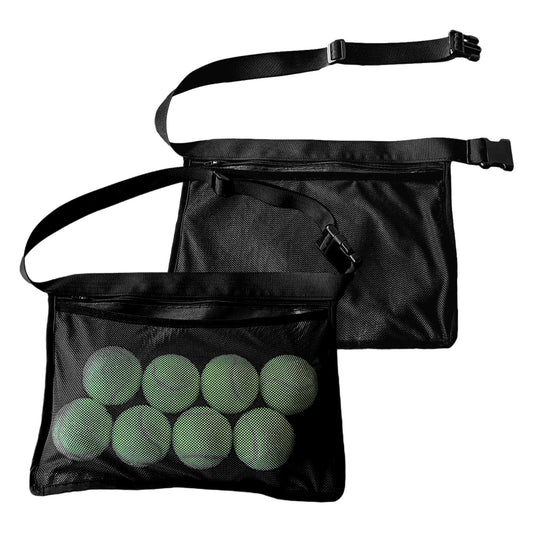 2Pcs Tennis Ball Band Holder Pickleball Ball Waist Bag with Adjustable Belt,Tennis Balls Holder Waist Pouch Carrier Holding 8 Tennis or Pickleball for Cycling,Golf(black,Size:13.68 x 10.63inch)