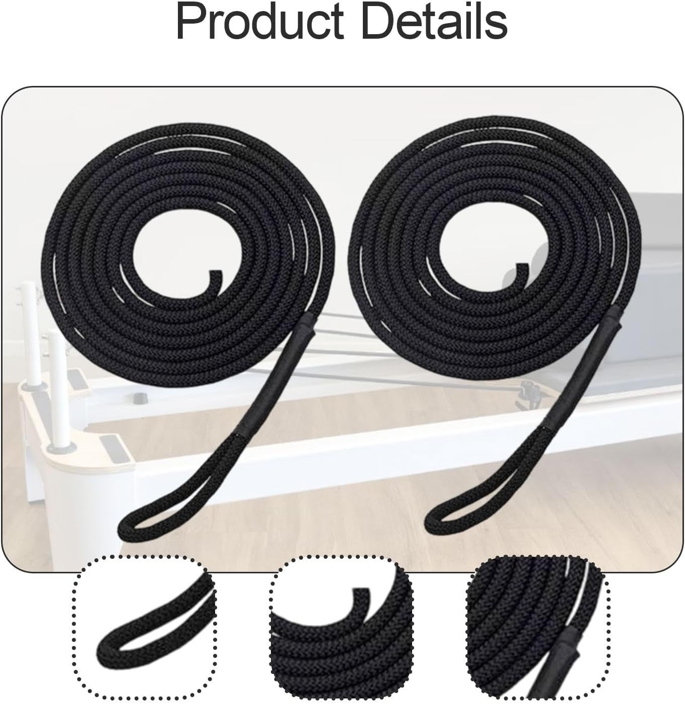 2 Pieces Pilates Reformer Pull Ropes Bands Easy to Install Hardware Fitting Belts Straps for Home Studio Use Pilates Core Bed