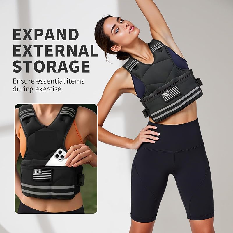Adjustable Weighted Vest for Women & Men - 4-10LB Variation, Removable Iron Sand Weights