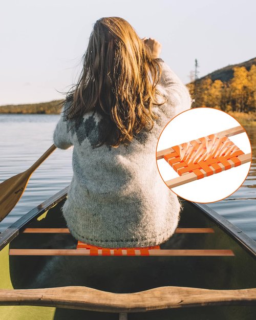 4 Pack Canoe Seat Replacement Kit with paddles - Comfort 34 Inch Nylon Webbed Bench Seats & 32 Inch Solid Beech Wood Oars - Universal Fit for Canoes & Small Boats - Canoe Hardware Accessories