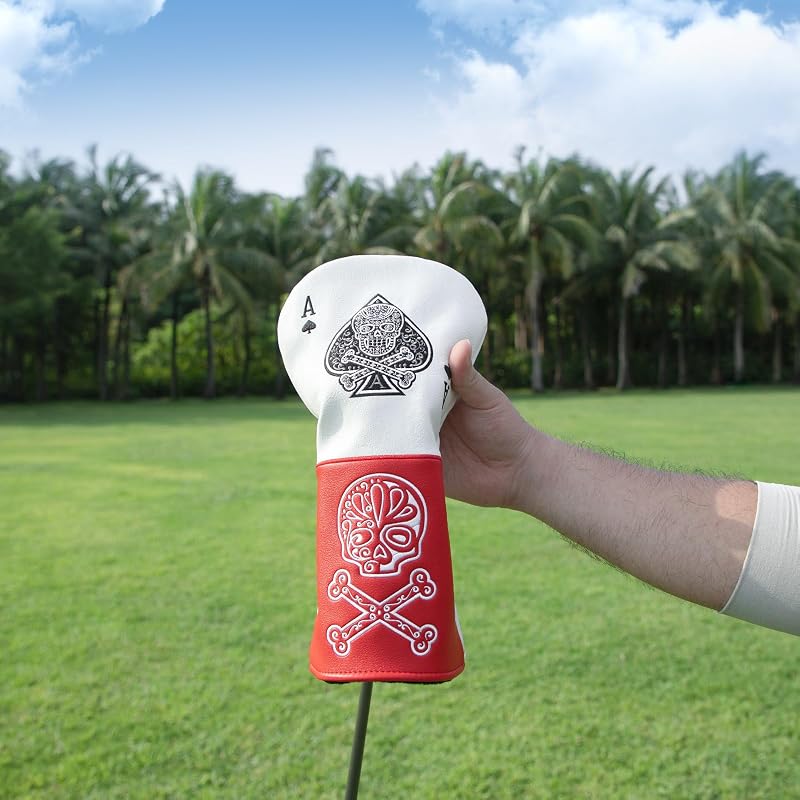 Acebirdie Poker Ace Golf Club Covers – Leather Driver, Fairway & Putter Headcovers (Variation: For Driver)