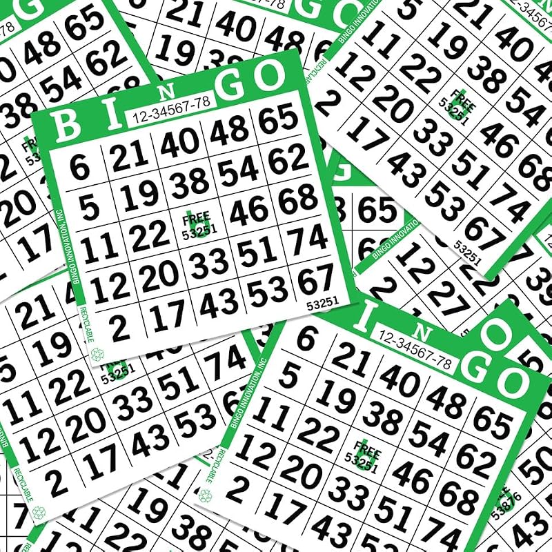Lime Bingo Paper Sheets – 1 Face 4x4 Inch Pack of 500 Disposable Cards for Community Events