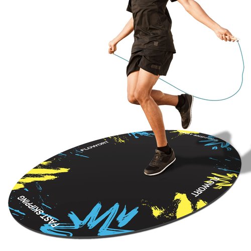 Jump Rope Mat Large Rubber Exercise Mat Indoor Outdoor Shock Absorbing Mat, Non-Slip Oval Design for Floor & Rope Protection, Workout Mats for Home Gym Flooring(Blue)