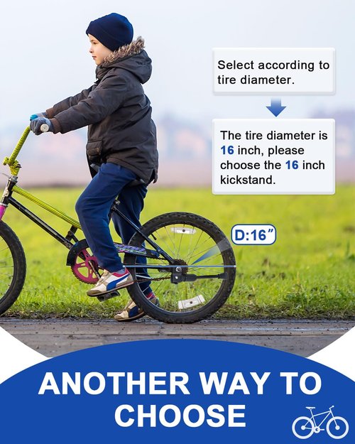 LEICHTEN Kickstand for Kids Bike for 16 Inch Wheel Bicycle, Rear Side Mount Bicycle Kick Stand Kids Bike Accessories, Black