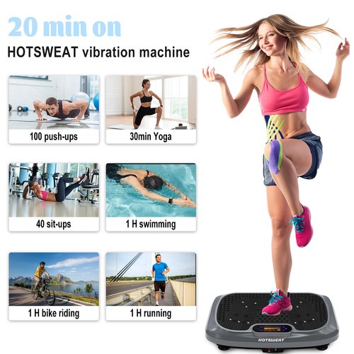 HOTSWEAT Vibration Plate Exercise Machine for Lymphatic Drainage, Power Plate Vibrating Platform, Shaker for Weight Loss, Exercise Board with 120 Levels for Home Gym