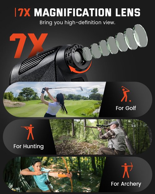 Bestsee Golf Rangefinder with Slope - 1500 Yards Laser Range Finder Golf for Hunter,High-Precision Flag Pole Locking Vibration,7X Magnification, USB-C Rechargeable Rangefinders Magnet Strip