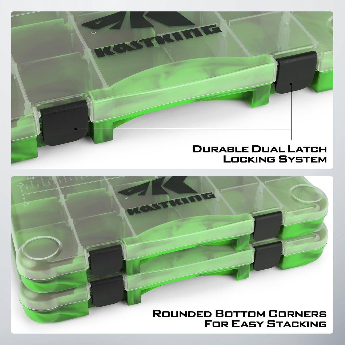 KastKing Bait Vault Camouflage Tackle Box, Plastic Fishing Tackle Box Storage Organizer with Removable Dividers, 4 Packs Tackle Trays Terminal Tackle Storage, Rounded Corner Lure Boxes