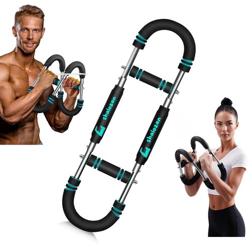 Adjustible, Portable, Twister arm, Forearm Strength, Workout, Chest Trainer for Men and Women, at Home Fitness Gym Strength, arm Wrestling Trainer, Upper Body Workout ( Black with Blue Stripes)