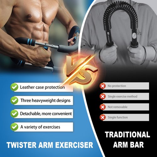 Twister Arm Trainer Adjustable 40-100LB Arm Exerciser, Detachable Chest Shoulder Forearm Strengthener, Portable Upper Body Power Twister Workout Bar for Home Gym Fitness Strength