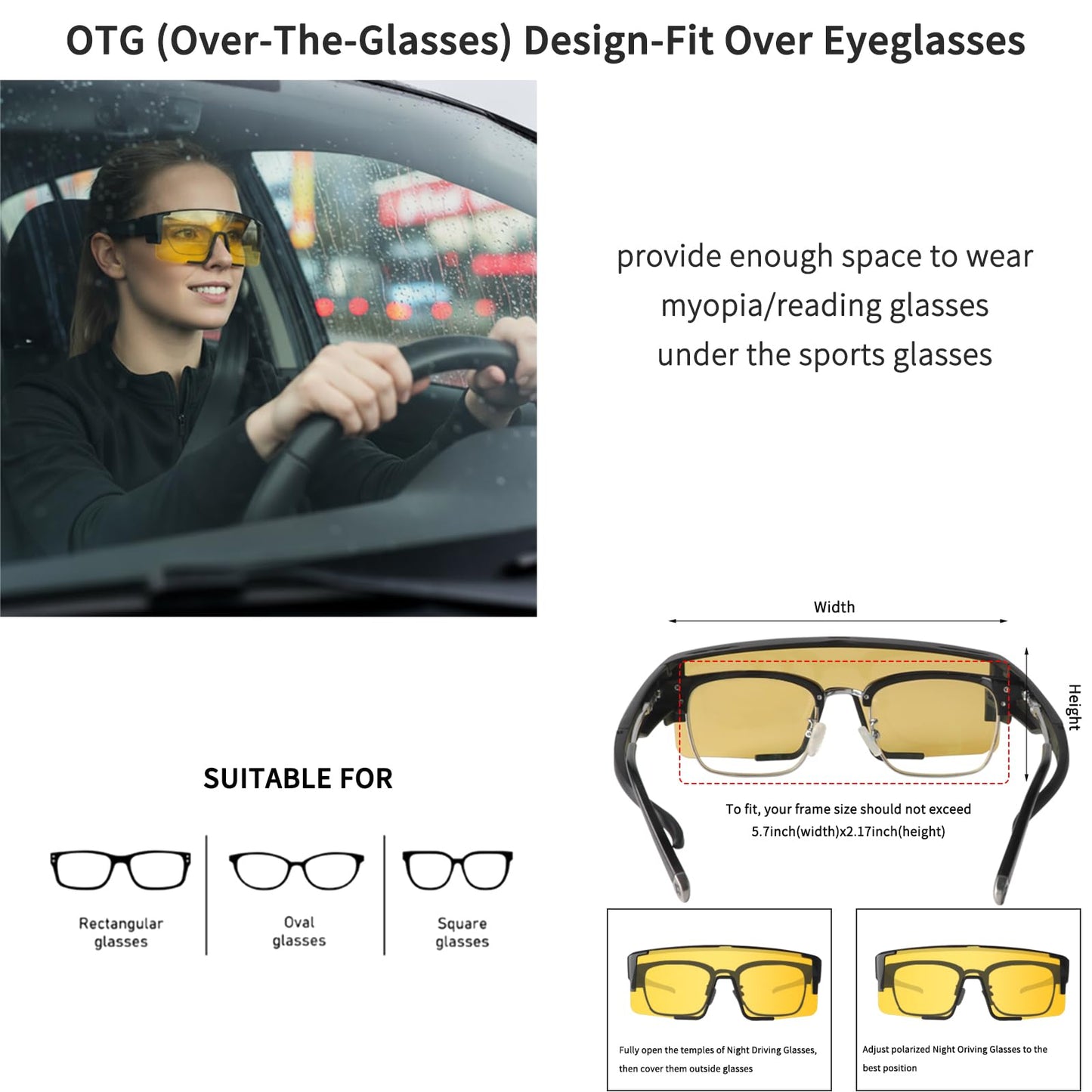 Ukoly Polarized Night Driving/Cycling Glasses For Men Women,Sport Night Vision Glasses Anti Glare HD Lens UV400 Coating