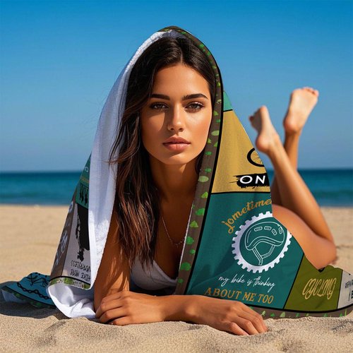 Gift for Bicycle Enthusiasts, Bike Gifts, Mountain Biking Gifts, Oversized Pool Beach Towels for Women Men Summer Gifts, Quick Dry Bath Towels for Vacation, Swim & Camping (Bike Towels, 31.5" x 63")