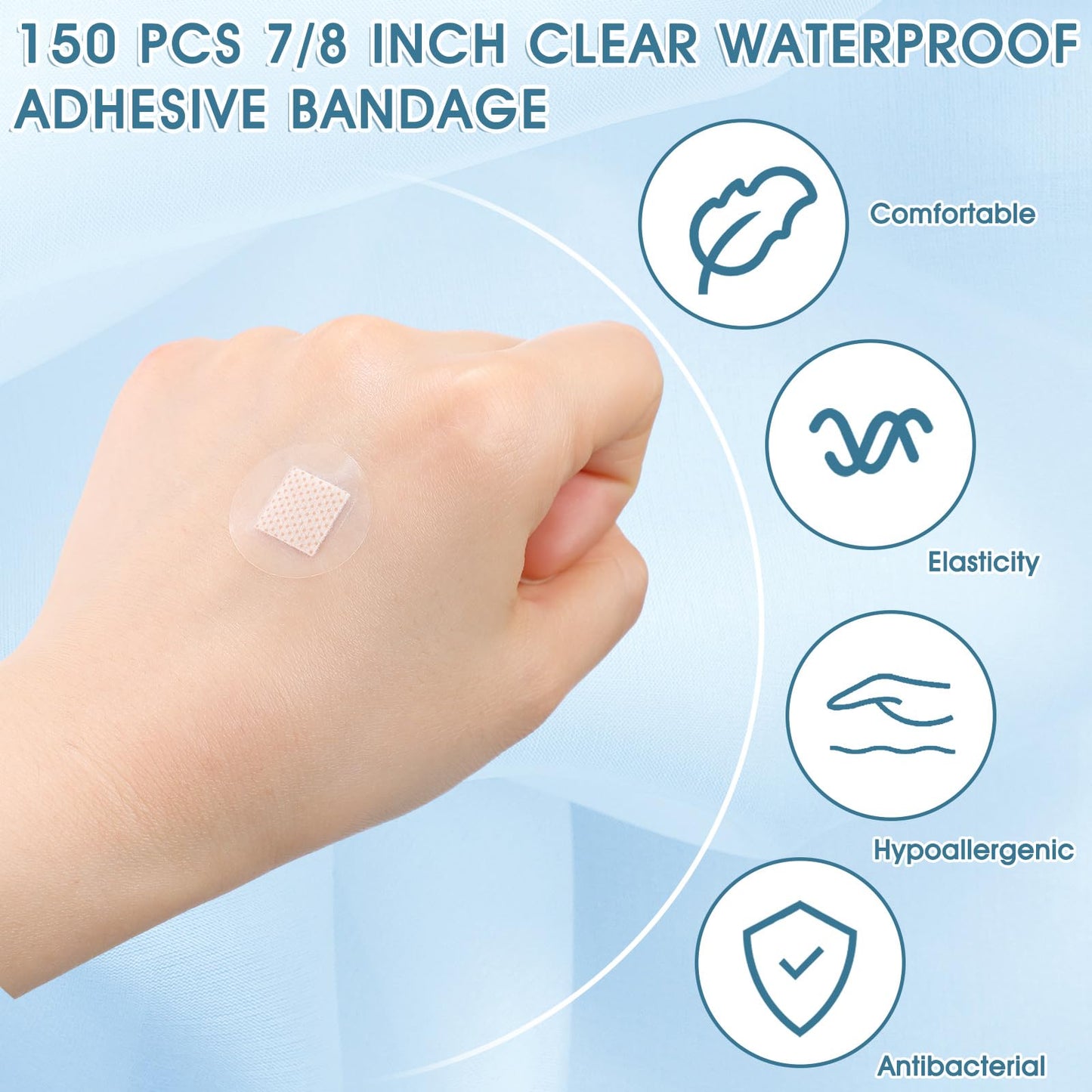 Geiserailie 150 Pcs 7/8 Inch Clear Waterproof Adhesive Bandage Small Round Flexible Adhesive Bandages for Adult Minor Cuts, Abrasions, and Fingertip Wounds Care, Stays on Skin in Shower or Pool