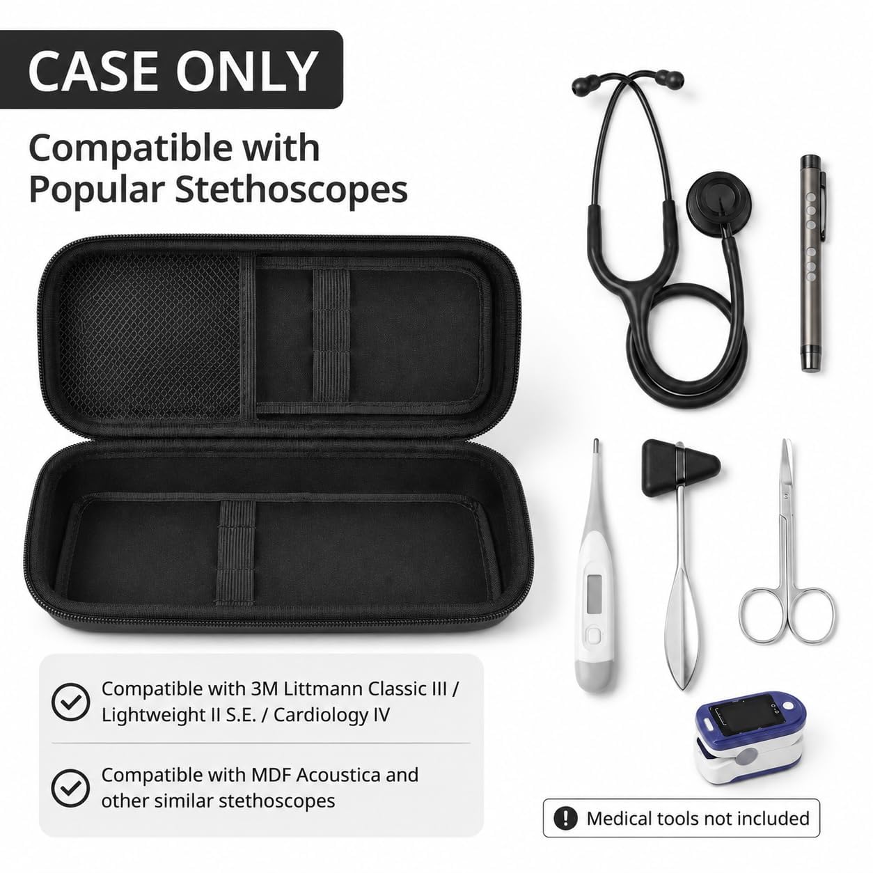 Stethoscope Case for 3M Littmann Classic III/Cardiology IV,Blackflower