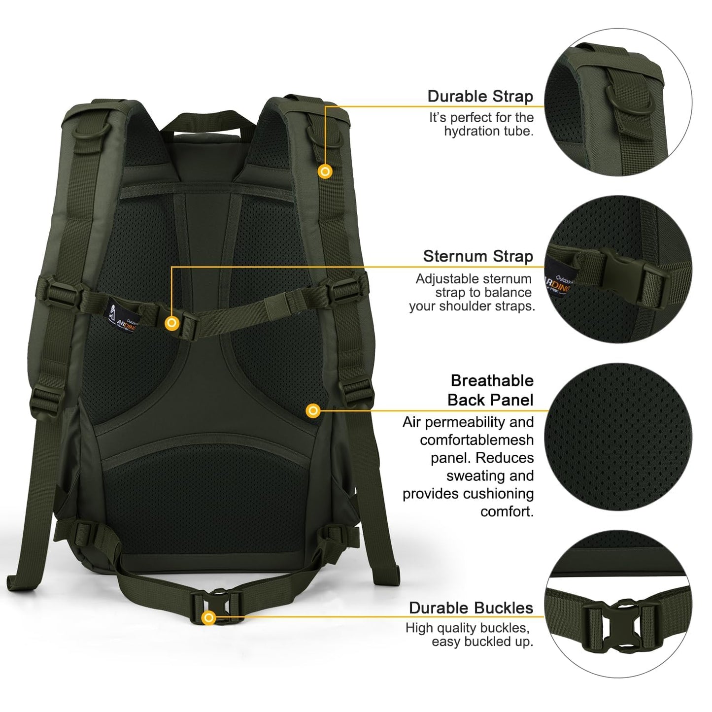 Mardingtop 28L Tactical Backpack for Men, Molle Military Rucksack Daypack with YKK zippers for Hiking Travel Camping