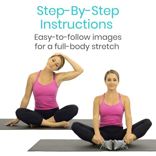 Vive Workout Posters for Home Gym - 52 Streching Exercises Full Body Workout - Laminated Pre Post Routines Wall Chart - Bodyweight Poses Instruction Guide for Core, Abs, Legs, Glutes, Upper Body