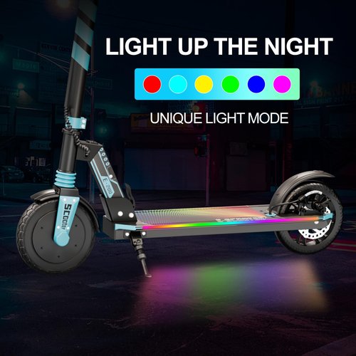 Aolorozo E200 Electric Scooter for Kids Ages 6-12 & Teens,180w Motor,12 MPH 12-Mile Range,Foldable Commuter Scooter with 8" All-Terrain Tires,220 lbs Capacity,LED Colorful Lights & Adjustable Height