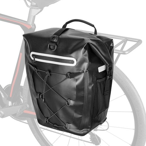 Smasrob Waterproof Bike Panniers, 30L Rear Bike Rack Bag with Multiple Pockets and Adjustable Clips, Bicycle Pannier Fits Most Bike Racks, Black (1 Bag)