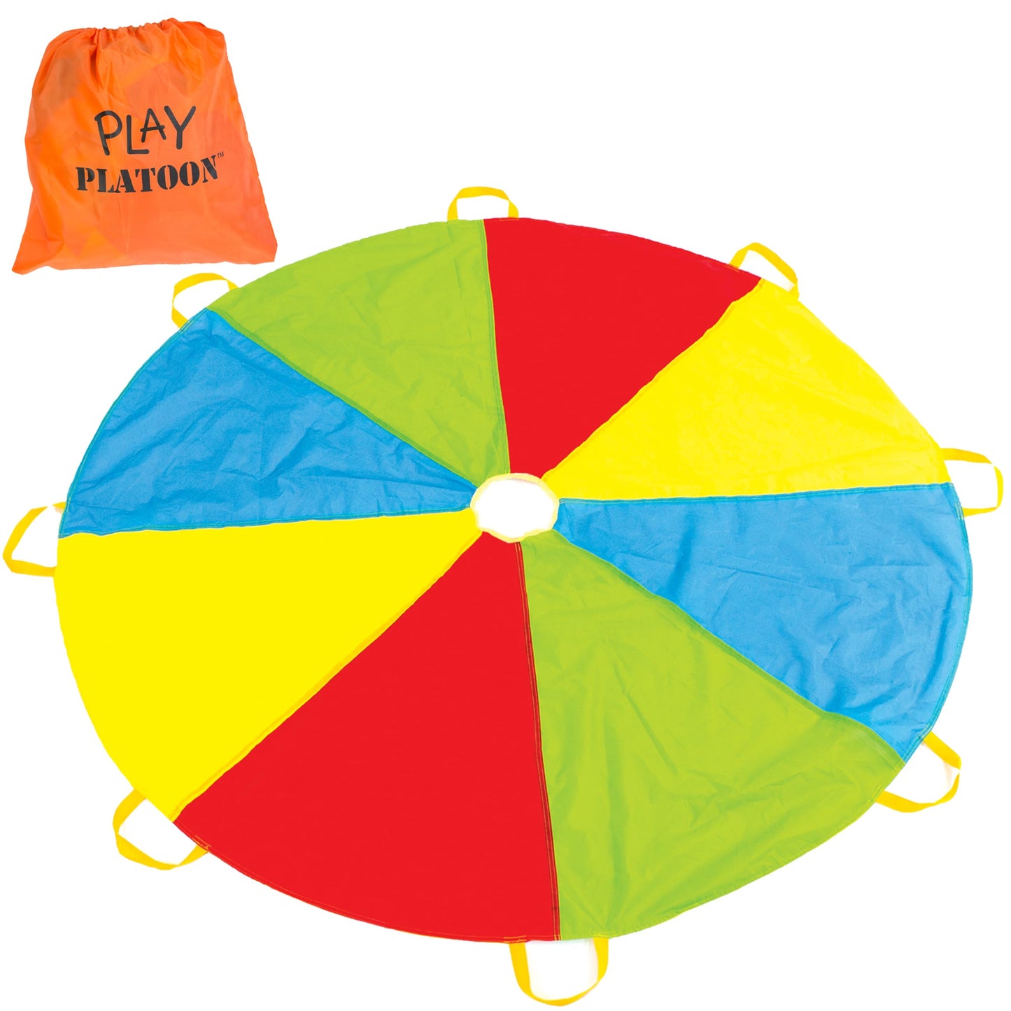 Play Platoon Rainbow Parachute Toy for Kids, 24 ft Play Parachute Game for Kids with 16 Handles, PE Equipment for Elementary School Gym Class, Backyard/Indoor Equipment