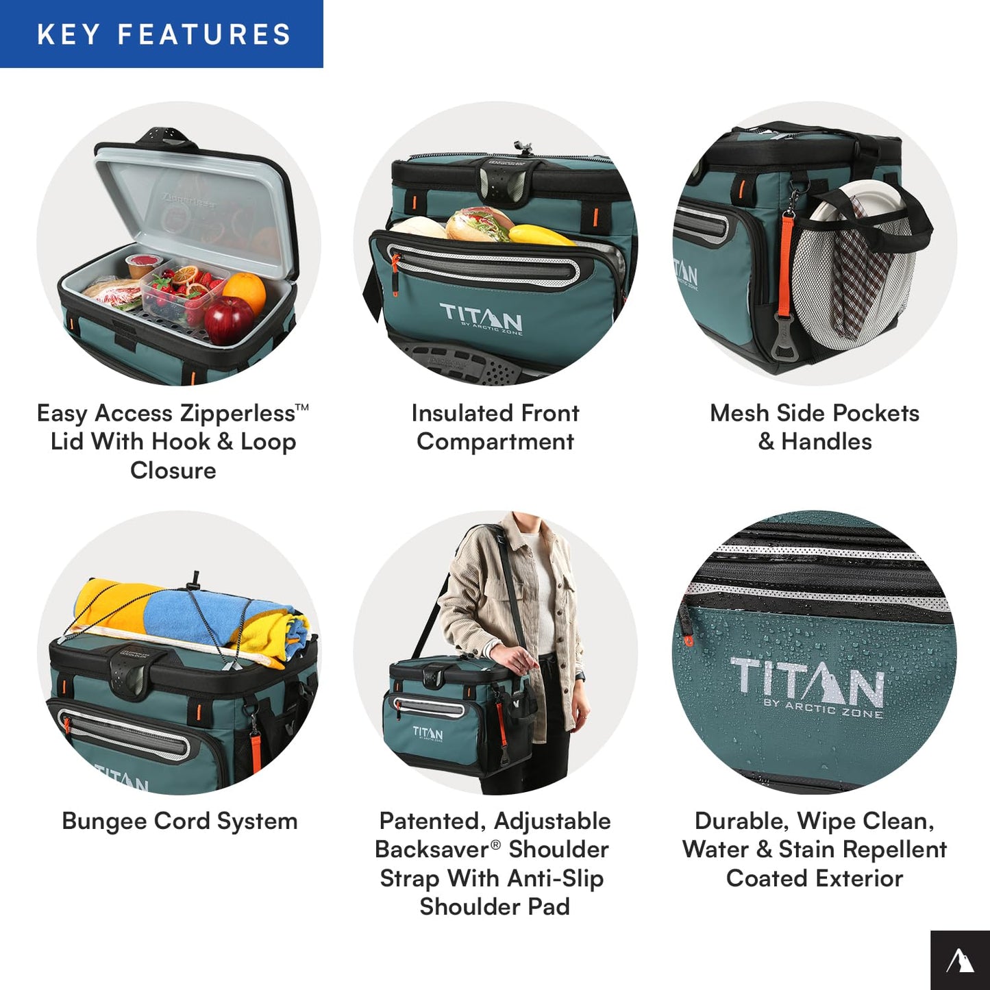 Titan by Arctic Zone Deep Freeze Cooler - 30 Can Zipperless Hardbody Cooler with Deep Freeze Insulation, HardBody Liner, and SmartShelf - Citrus Green