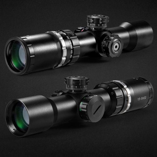 Crossbow Scope 1.5-5x32, with Locking Ring, 250-450 FPS Speed Adjustment, Speedlock Scope, 20-100 Yards, Etched Glass Reticle, Red Green Illuminated Optic Crossbow Scope for Hunting