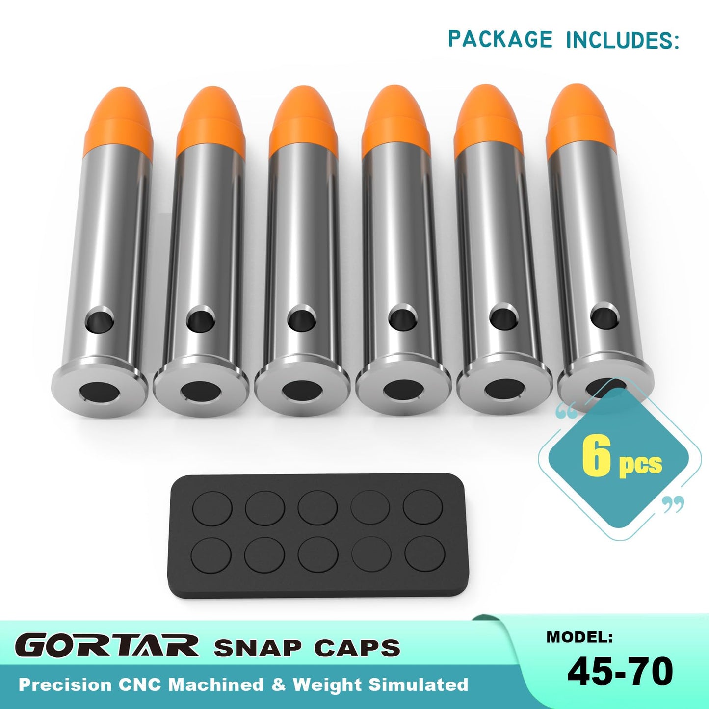 GORTAR 45-70 Govt Snap Caps Training Dummy Rounds Practice Safe Loading Firing Close to Real Weight, – 6 Pcs