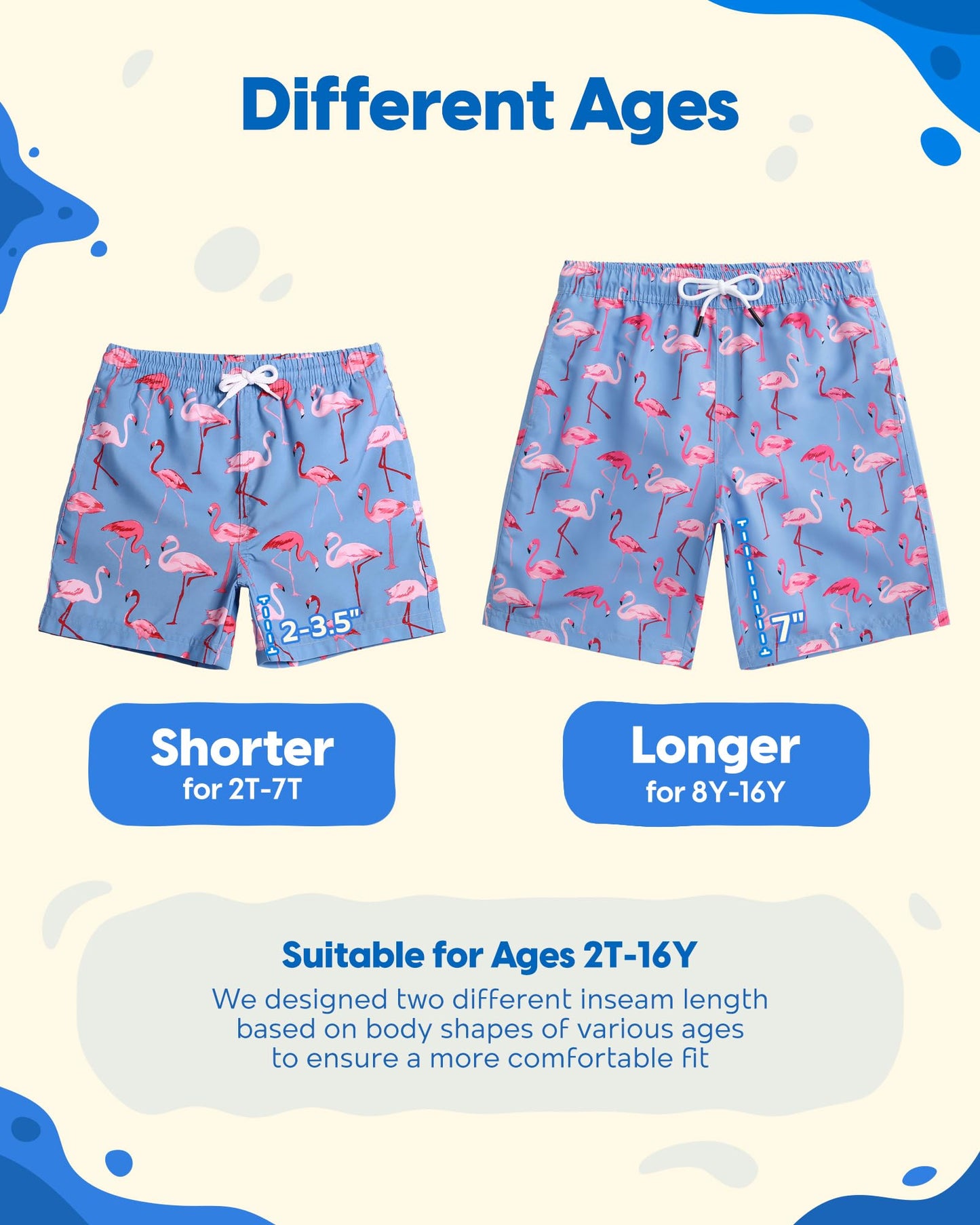 maamgic Boys Swim Trunks Toddler Swim Shorts Little Boys Bathing Suit Swimsuit Toddler Boy Swimwear,Gma-Flamingo,7 T