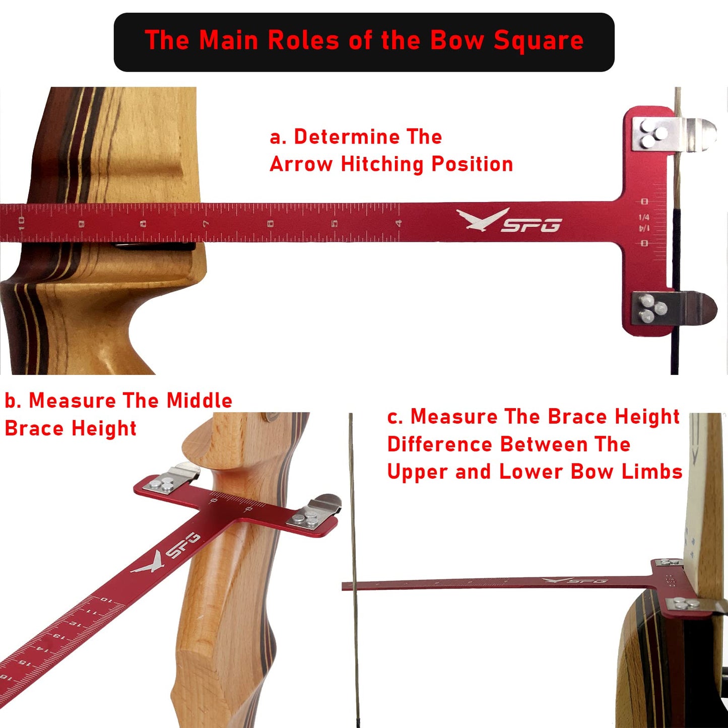SOPOGER Archery Bow Square Nocking Points Pliers Bow String Knock Kit T Shape Turning Bow Square Ruler Tool String-Loop Nocking Buckle Pliers for Recurve Compound Bow Accessories (Red)