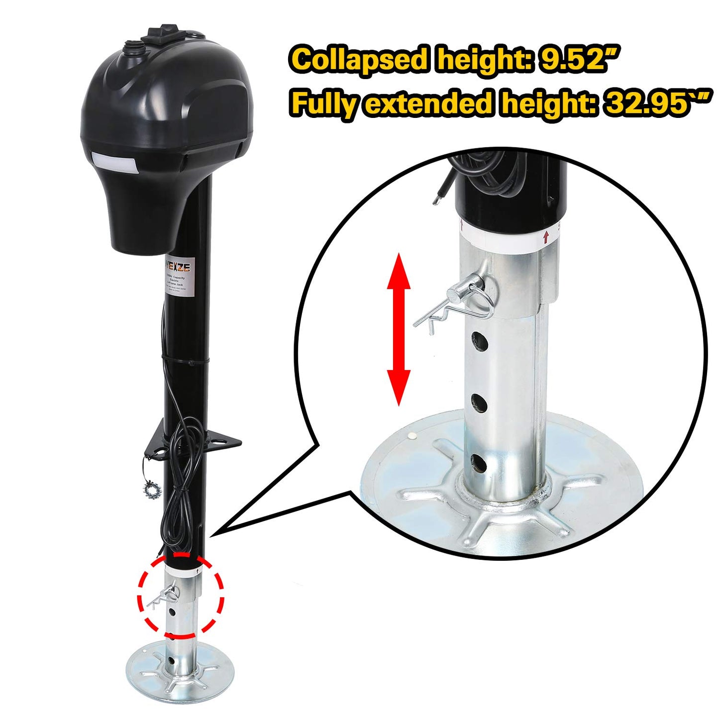Weize Power Tongue Jack, 3500 Lb. Heavy Duty Electric Trailer Jack with Drop Leg, 23-5/8" Lift, 12V DC